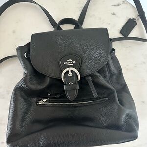 Coach Kleo Black Pebbled Leather Drawstring Backpack